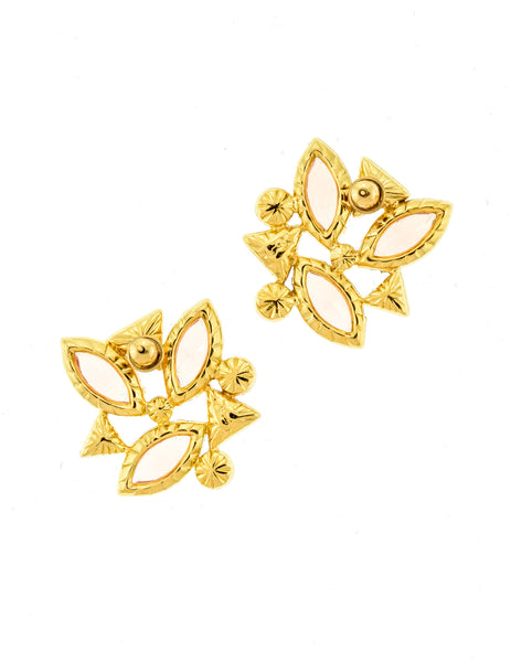 YSL Vintage Pink Enamel Rhinestone Geometric Earrings