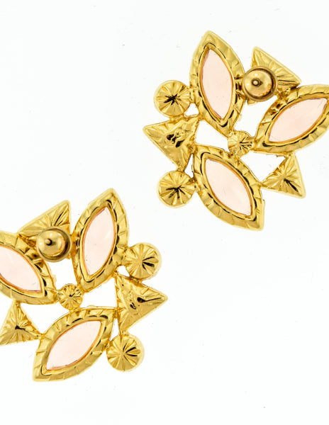 YSL Vintage Pink Enamel Rhinestone Geometric Earrings