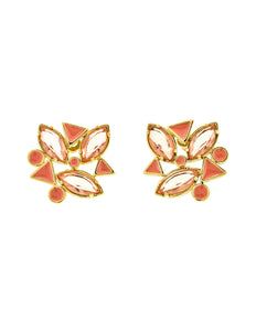 YSL Vintage Pink Enamel Rhinestone Geometric Earrings - Amarcord Vintage Fashion
 - 1