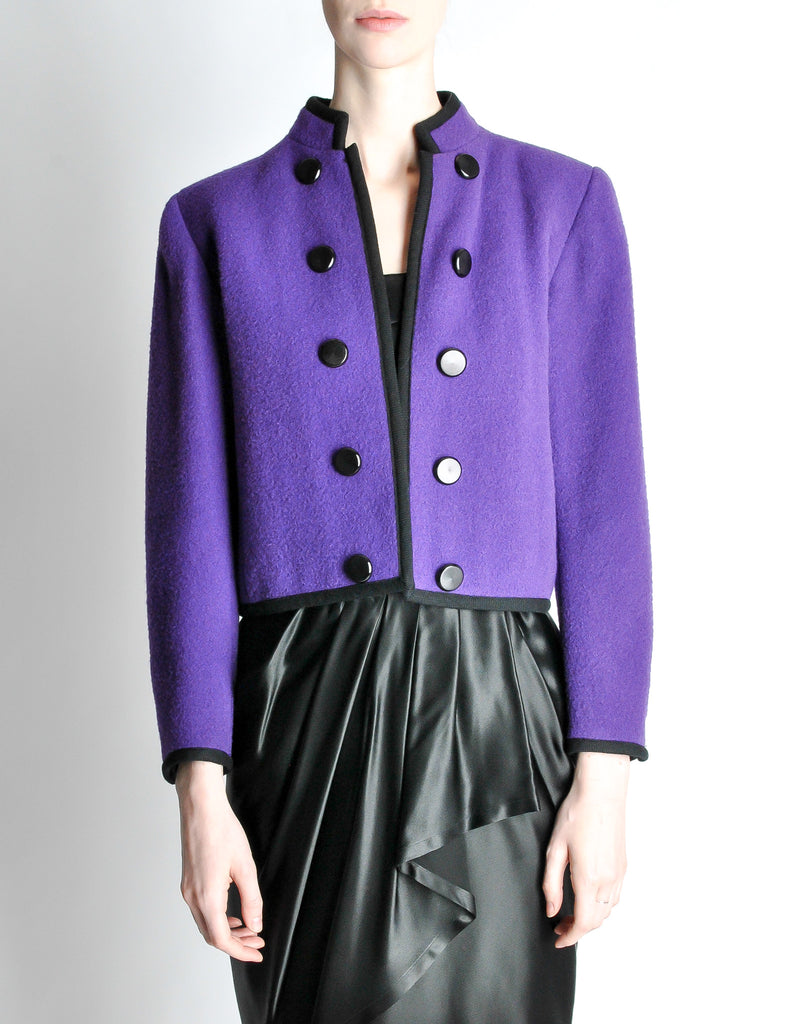 Saint Laurent Rive Gauche Vintage Purple Wool Bolero Cropped