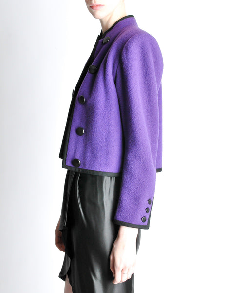 Saint Laurent Rive Gauche Vintage Purple Wool Bolero Cropped Jacket - Amarcord Vintage Fashion
 - 3