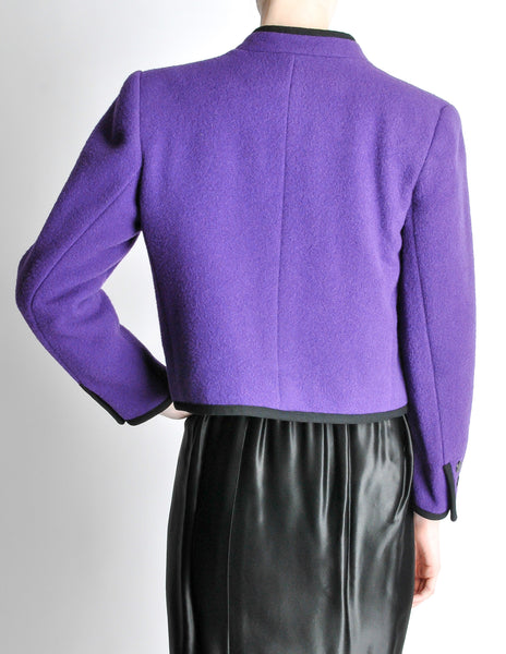 Saint Laurent Rive Gauche Vintage Purple Wool Bolero Cropped Jacket
