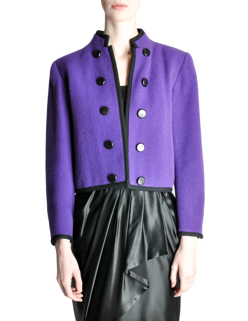Saint Laurent Rive Gauche Vintage Purple Wool Bolero Cropped