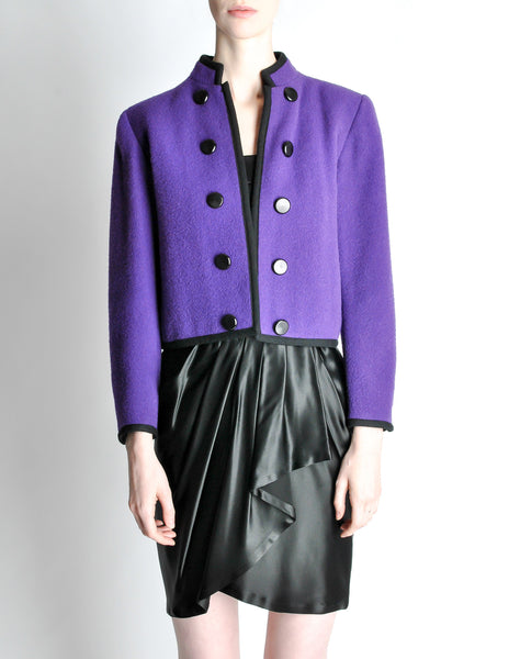 Saint Laurent Rive Gauche Vintage Purple Wool Bolero Cropped Jacket - Amarcord Vintage Fashion
 - 2