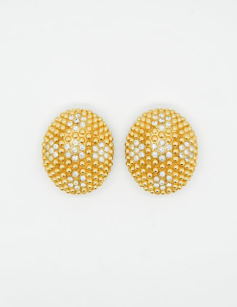 YSL Rive Gauche Vintage Rhinestone Flower Earrings