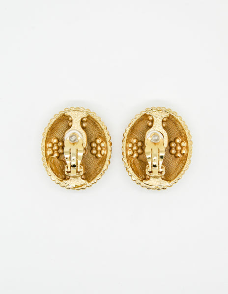YSL Rive Gauche Vintage Rhinestone Flower Earrings