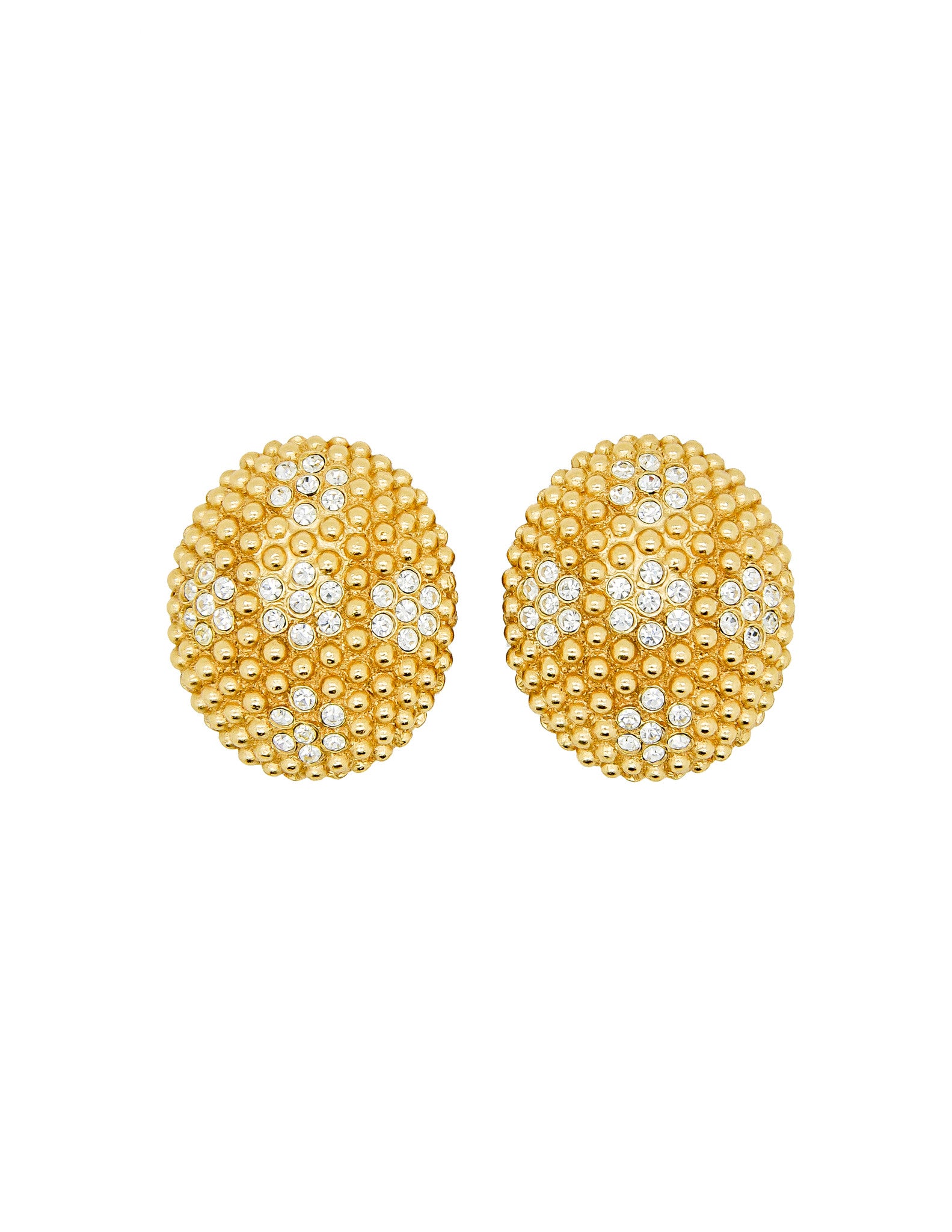 YSL Rive Gauche Vintage Rhinestone Flower Earrings