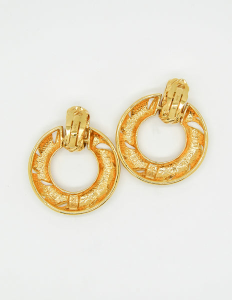 YSL Vintage Gold Dangle Hoop Earrings
