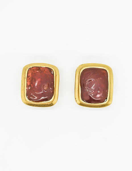 YSL Vintage Gold Resin Earrings