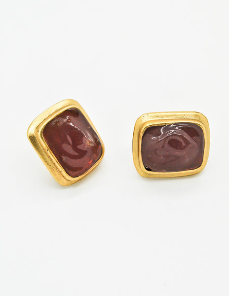 YSL Vintage Gold Resin Earrings