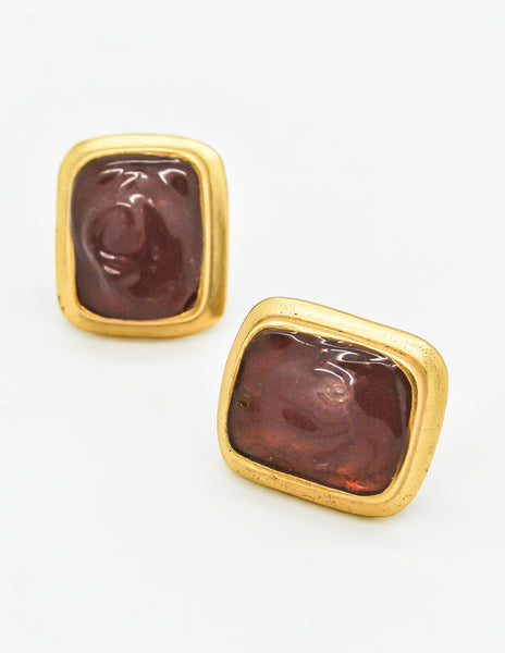 YSL Vintage Gold Resin Earrings