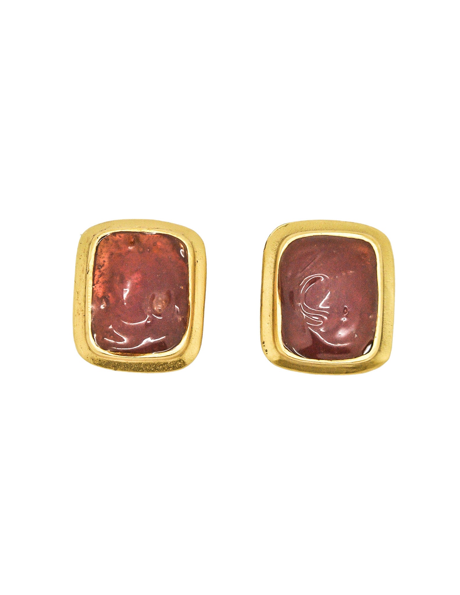 YSL Vintage Gold Resin Earrings