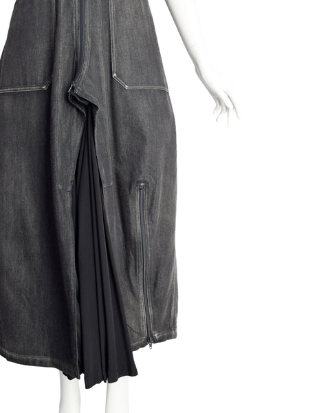 Yohji Yamamoto Vintage AW 2002 Oversized Deconstructed Denim and Silk Utility Dress