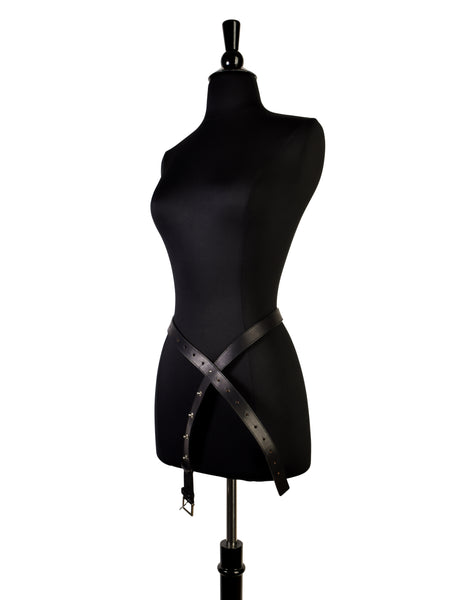 Yohji Yamamoto Vintage Black Leather Versatile Adjustable Multi-Way Belt