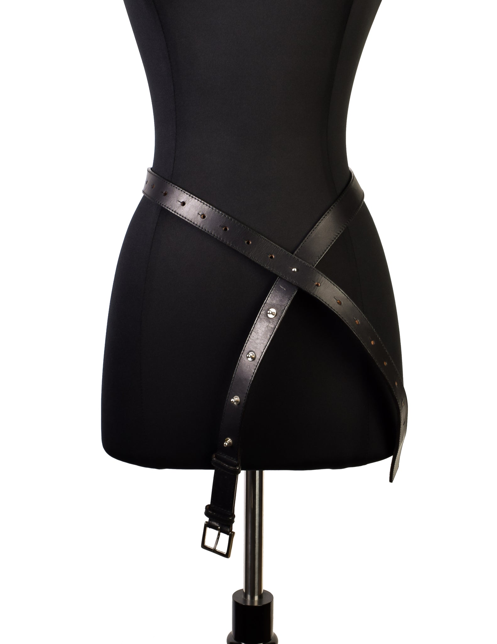 Yohji Yamamoto Vintage Black Leather Versatile Adjustable Multi-Way Belt