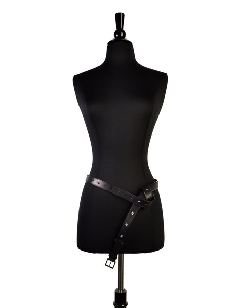 Yohji Yamamoto Vintage Black Leather Versatile Adjustable Multi-Way Belt