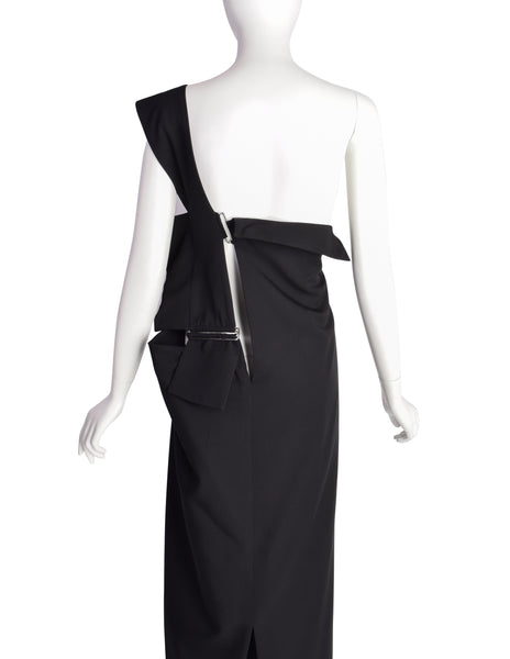 Yohji Yamamoto Vintage SS 2004 Outstanding Black Strappy Pinafore Skirt Dress