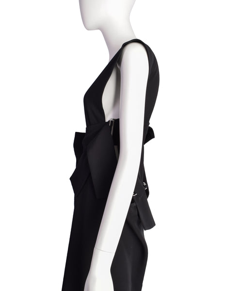 Yohji Yamamoto Vintage SS 2004 Outstanding Black Strappy Pinafore Skirt Dress