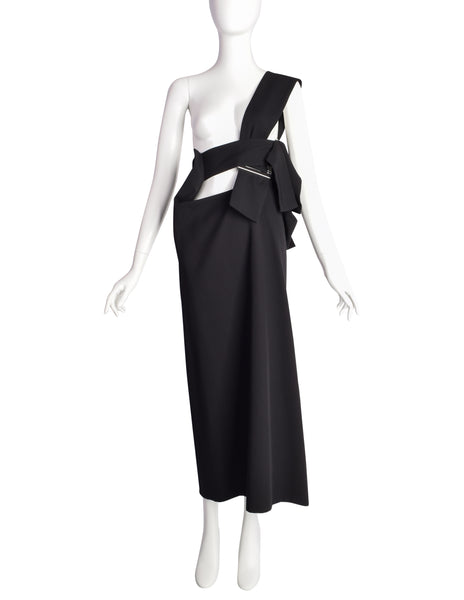 Yohji Yamamoto Vintage SS 2004 Outstanding Black Strappy Pinafore Skirt Dress