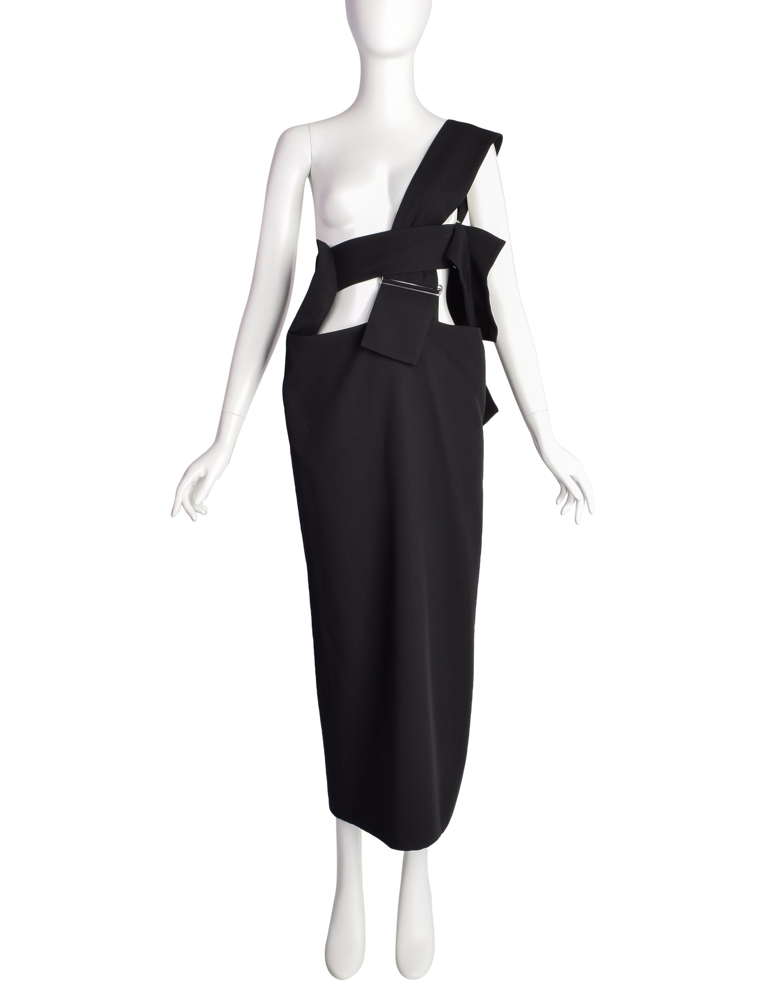 Yohji Yamamoto Vintage SS 2004 Outstanding Black Strappy Pinafore Skirt Dress