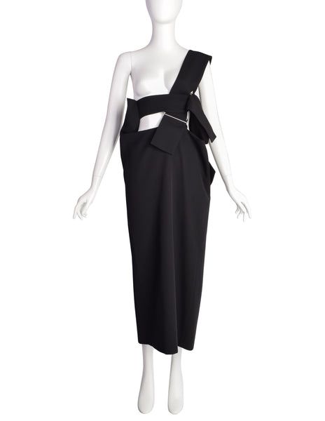 Yohji Yamamoto Vintage SS 2004 Outstanding Black Strappy Pinafore Skirt Dress