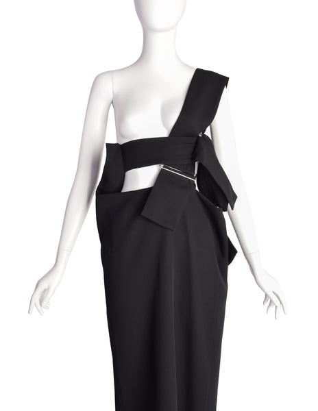 Yohji Yamamoto Vintage SS 2004 Outstanding Black Strappy Pinafore Skirt Dress