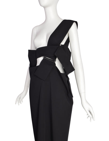 Yohji Yamamoto Vintage SS 2004 Outstanding Black Strappy Pinafore Skirt Dress