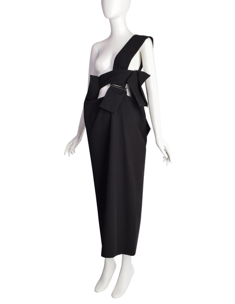 Yohji Yamamoto Vintage SS 2004 Outstanding Black Strappy Pinafore Skirt Dress