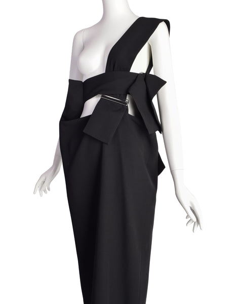 Yohji Yamamoto Vintage SS 2004 Outstanding Black Strappy Pinafore Skirt Dress