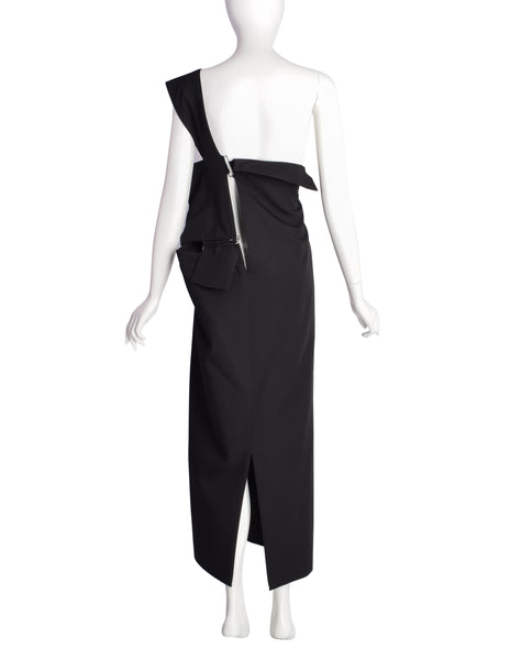 Yohji Yamamoto Vintage SS 2004 Outstanding Black Strappy Pinafore Skirt Dress