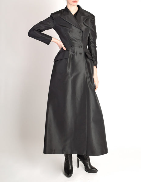 Yohji Yamamoto Vintage Structured Black Double Breasted Full Length Coat