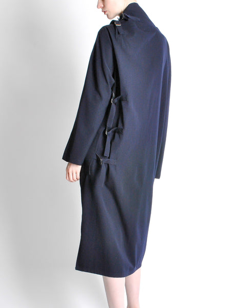 Yohji Yamamoto Vintage Navy Blue Buckle Dress - Amarcord Vintage Fashion
 - 9