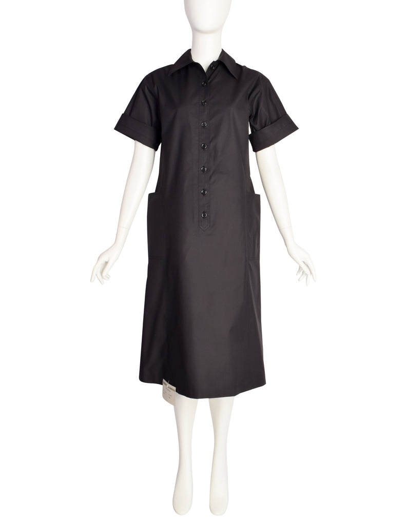 Yves Saint Laurent Vintage 1970s Black Cotton Collared Smock Dress – Amarcord Vintage Fashion