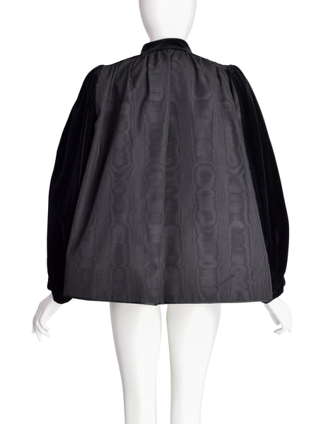 Yves Saint Laurent Vintage AW 1976-77 Russian Collection Black Moire Velvet Cropped Jacket
