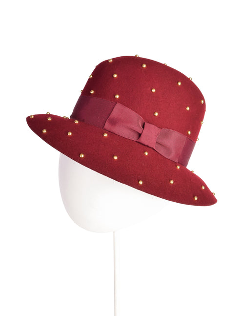 Yves Saint Laurent Vintage 1970s Maroon Wool Brass Studded Hat – Amarcord  Vintage Fashion