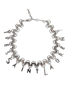 Yves Saint Laurent Vintage Silver Namesake Letter Charm Chain Necklace