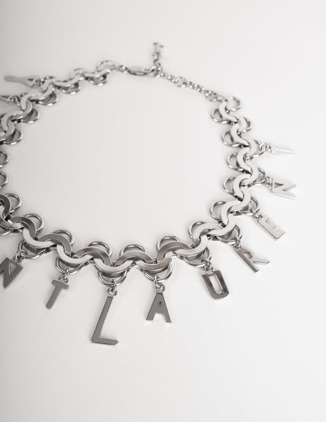 Yves Saint Laurent Vintage Silver Namesake Letter Charm Chain Necklace