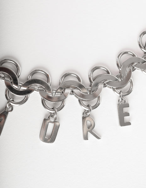 Yves Saint Laurent Vintage Silver Namesake Letter Charm Chain Necklace