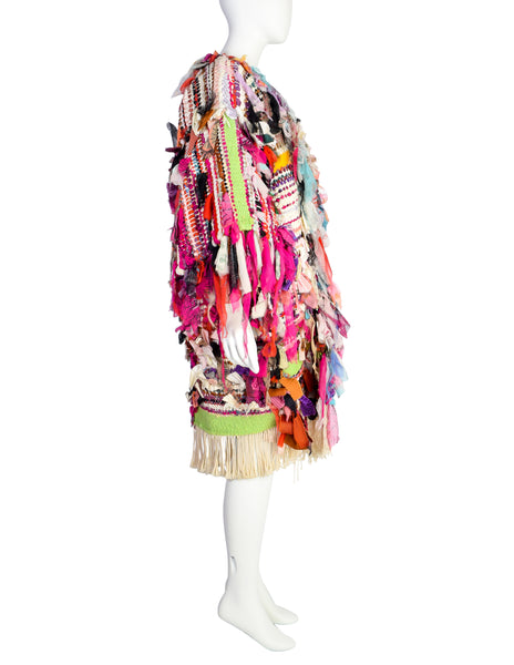 Zandra Rhodes Vintage One-of-a-Kind Hand Signed Colorful Fabric Scrap Chindi Rug Coat