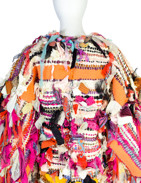 Zandra Rhodes Vintage One-of-a-Kind Hand Signed Colorful Fabric Scrap Chindi Rug Coat