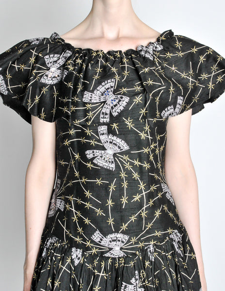 Zandra Rhodes Vintage Butterfly Print Silk Dress - Amarcord Vintage Fashion
 - 4