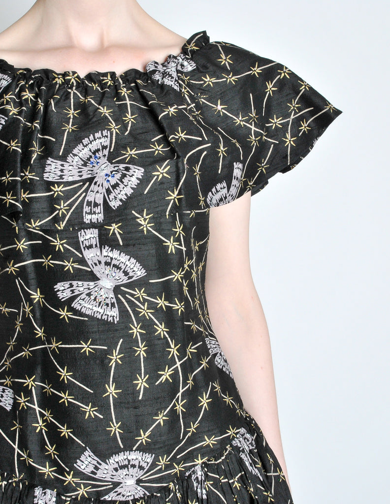 Zandra Rodea Print Zandra Rhodes Vintage Butterfly Print Silk Dress – Amarcord Vintage Fashion