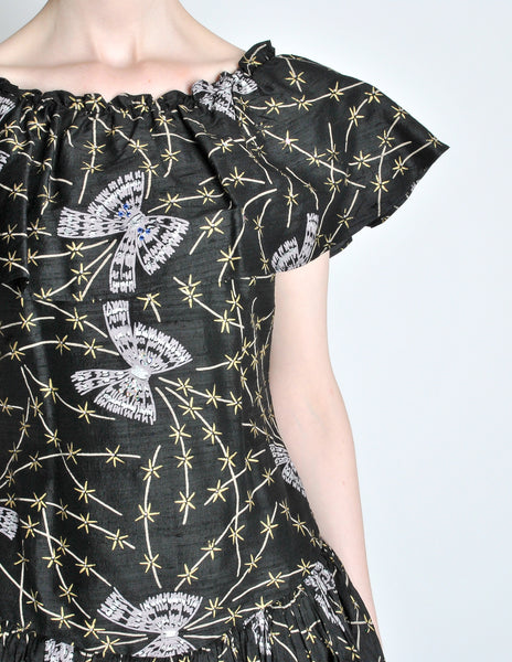 Zandra Rhodes Vintage Butterfly Print Silk Dress - Amarcord Vintage Fashion
 - 6