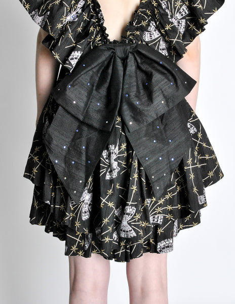 Zandra Rhodes Vintage Butterfly Print Silk Dress