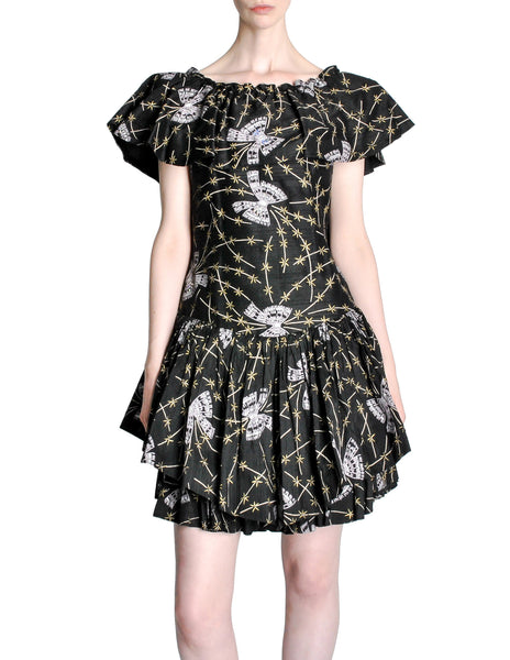 Zandra Rhodes Vintage Butterfly Print Silk Dress - Amarcord Vintage Fashion
 - 1