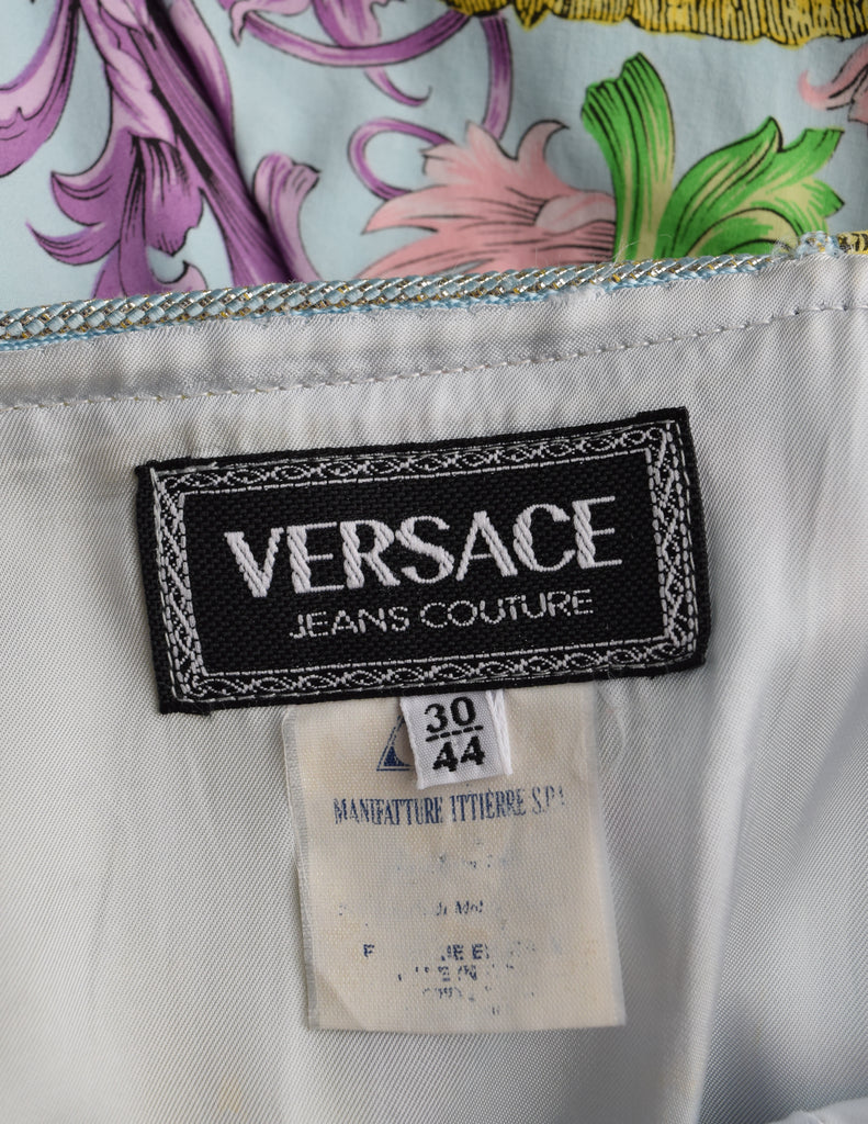 Versace Jeans Couture Vintage 1992 Pastel Baroque Medusa Print Full Sk Amarcord Vintage Fashion