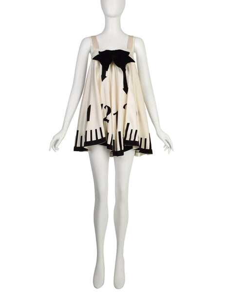 Moschino Cheap and Chic Vintage 1995 Alice in Wonderland Trompe L'oeil Clock Mini Dress