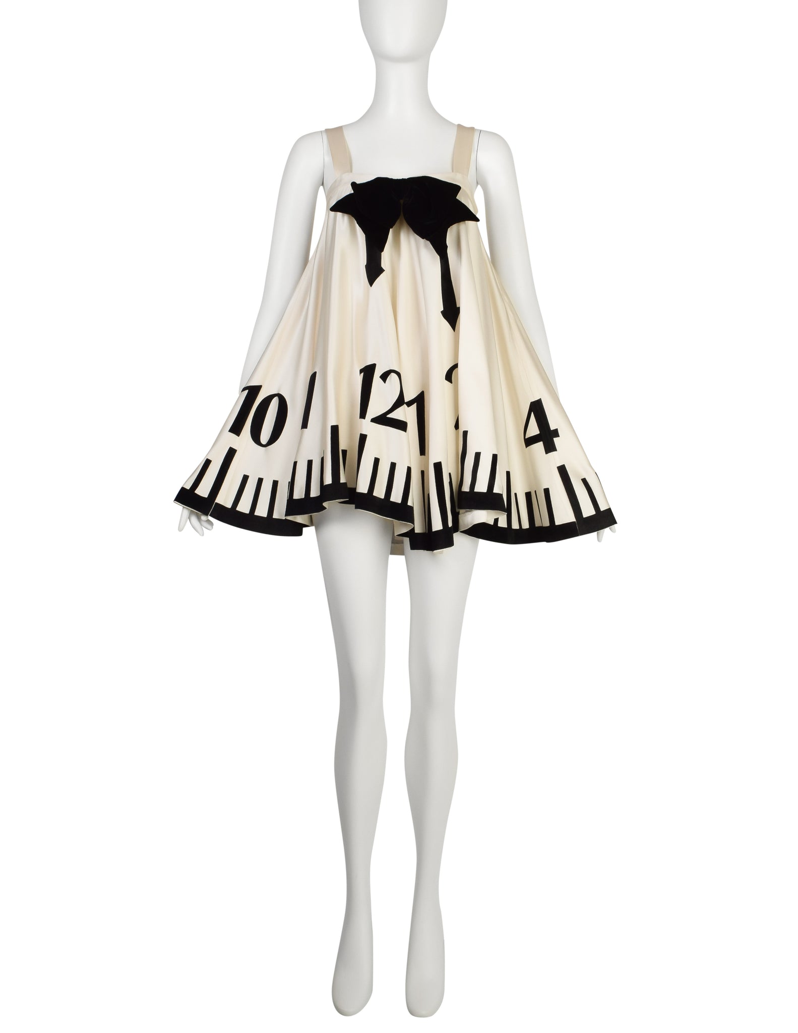 Moschino Cheap and Chic Vintage 1995 Alice in Wonderland Trompe L'oeil Clock Mini Dress