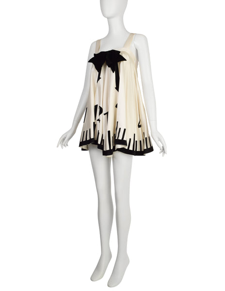 Moschino Cheap and Chic Vintage 1995 Alice in Wonderland Trompe L'oeil Clock Mini Dress