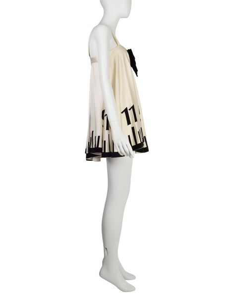 Moschino Cheap and Chic Vintage 1995 Alice in Wonderland Trompe L'oeil Clock Mini Dress